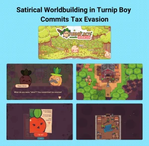 Satirical Worldbuilding in Turnip Boy Commits Tax Evasion by Kavindu Priyanath